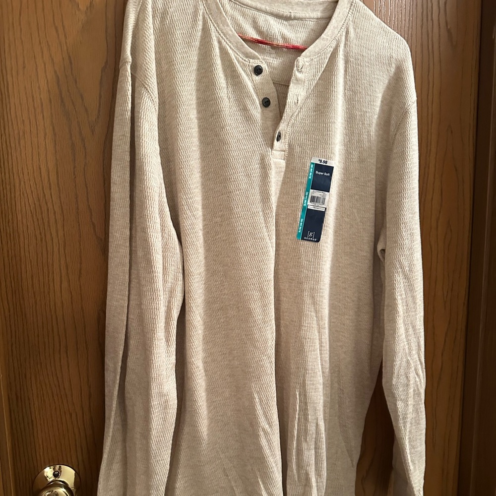 Men's Beige Henley Shirt